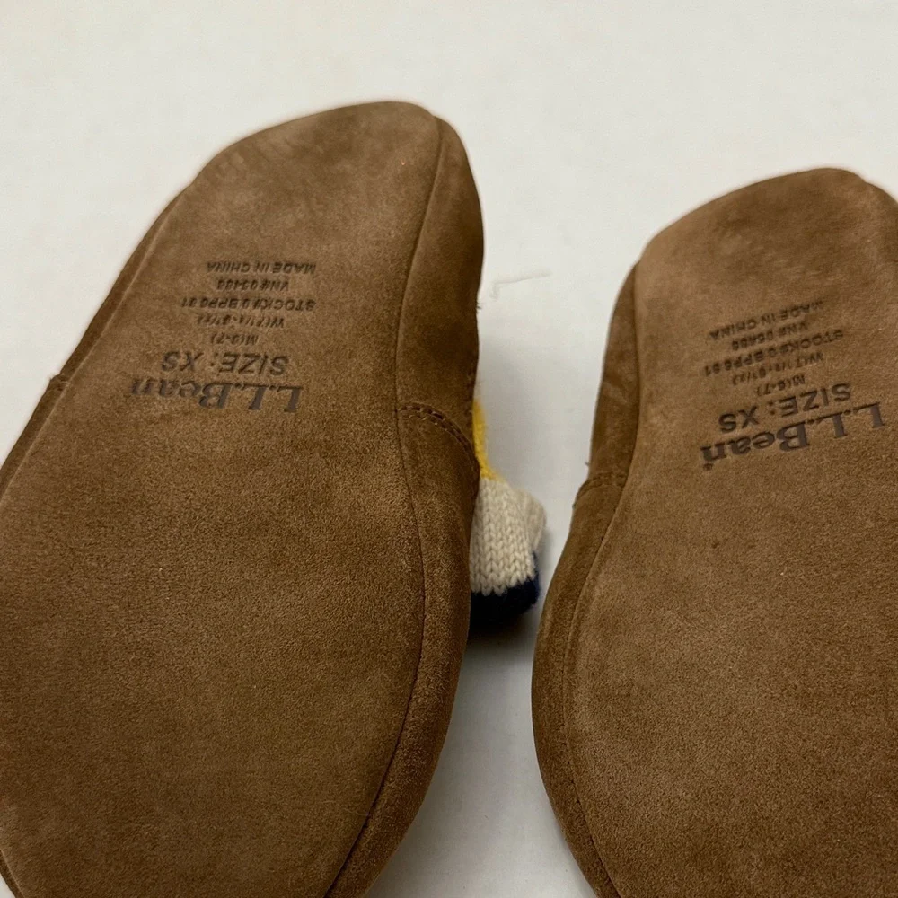 L.L. Bean Kids Striped Slippers with Brown Soles